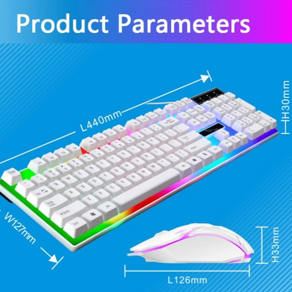 Ninja Dragons White Knight Gaming Keyboard and Mouse Set